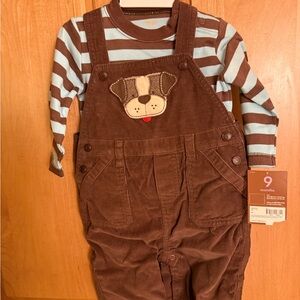 Carter's Brown Overalls with Striped Shirt
